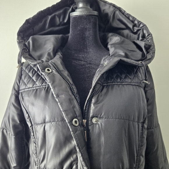 Mossimo Women's Long Black Hooded Puffer‎ Coat Small - Picture 4 of 16